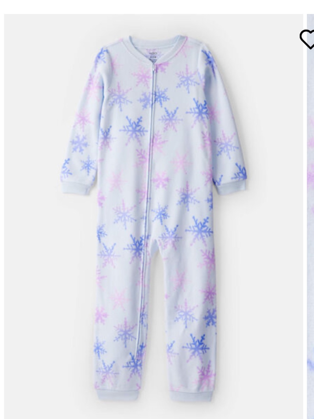 Carters Girls Snowflake Fleece One-Piece Pajama - Blue with Snowflakes